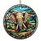 Majestic Elephant Stained Glass Style Ceramic Ornament, African Animals Christmas Gift and Decor